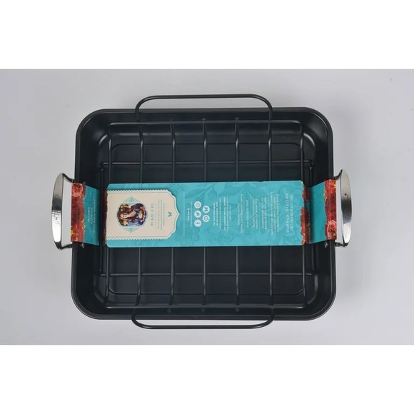 2022 🌺 New Pioneer Woman Large Roaster with Rack, Black - Picture 9 of 10